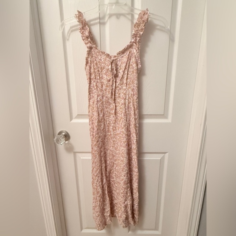 Tropical Boho Maxi Dress XS Floral Print Flowy Sundress Vacation AD